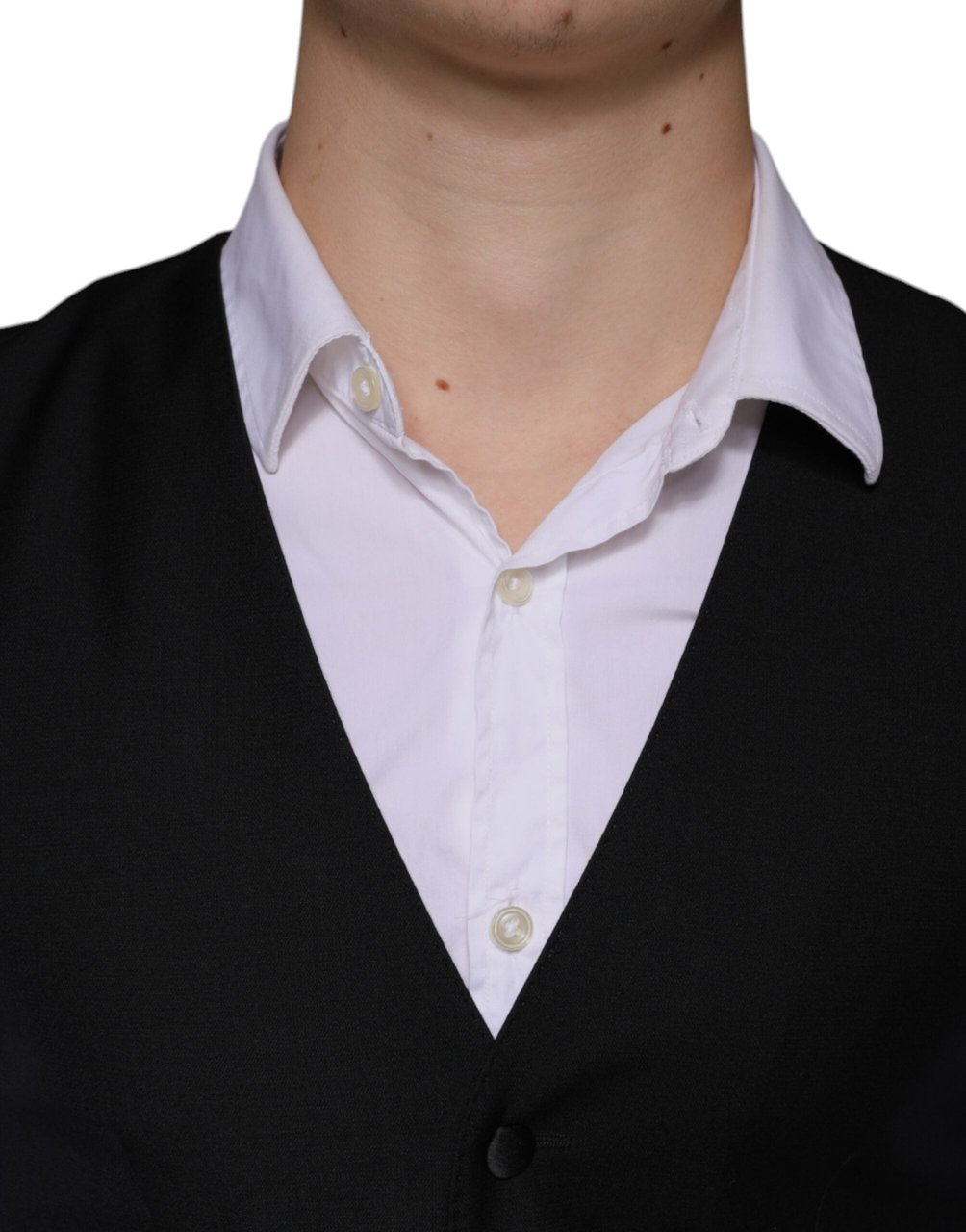 Dolce & Gabbana Black Wool Waistcoat Dress Formal Vest Zwart