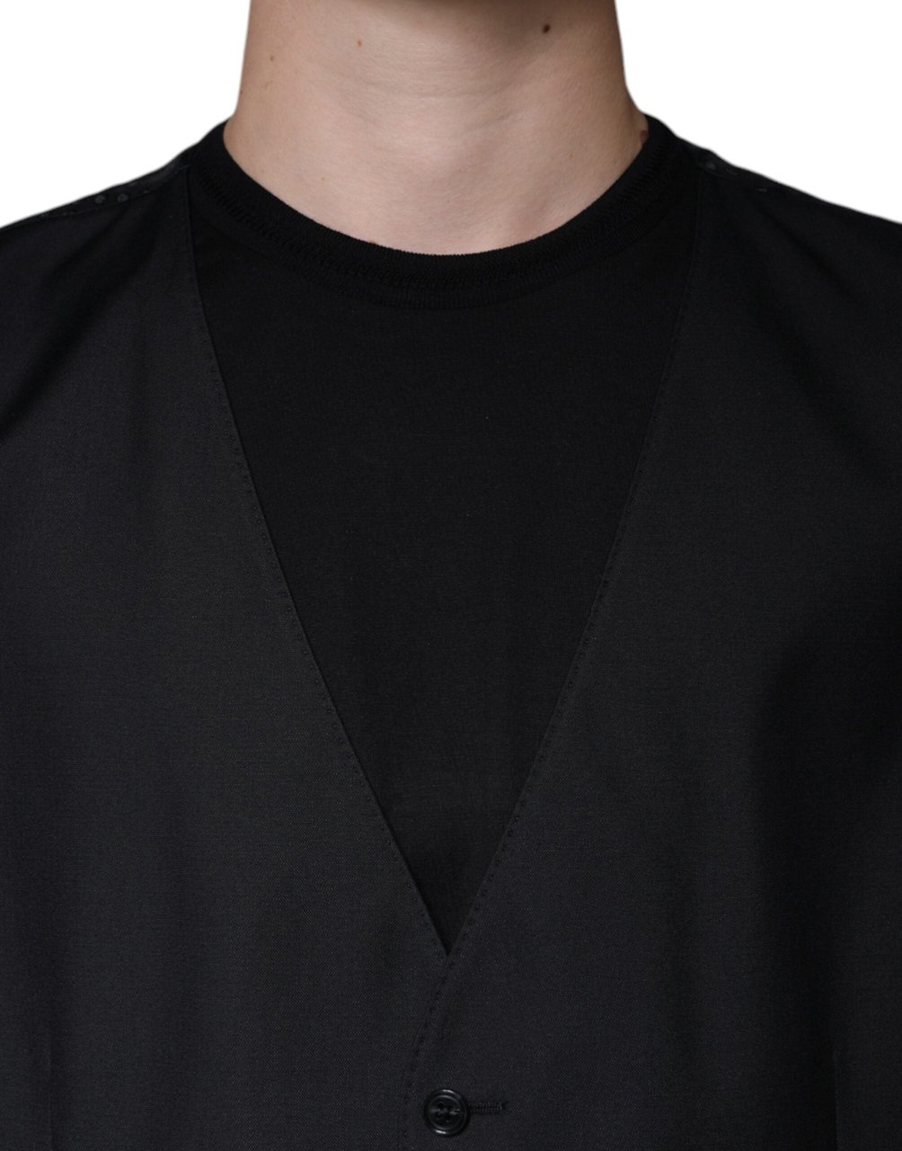 Dolce & Gabbana Black Wool Waistcoat Dress Formal Vest Zwart