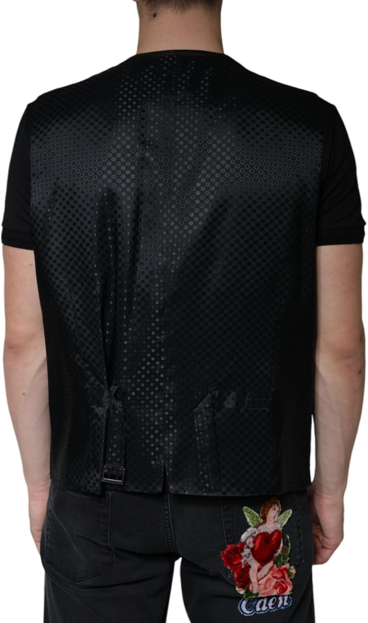 Dolce & Gabbana Black Wool Waistcoat Dress Formal Vest Zwart