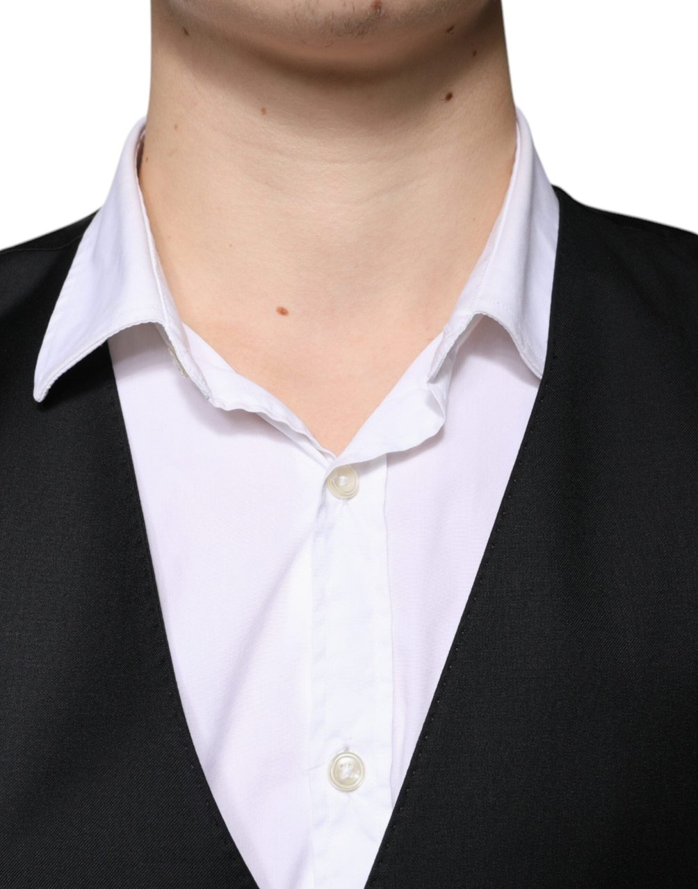 Dolce & Gabbana Black Wool Formal Dress Men Waistcoat Vest Zwart