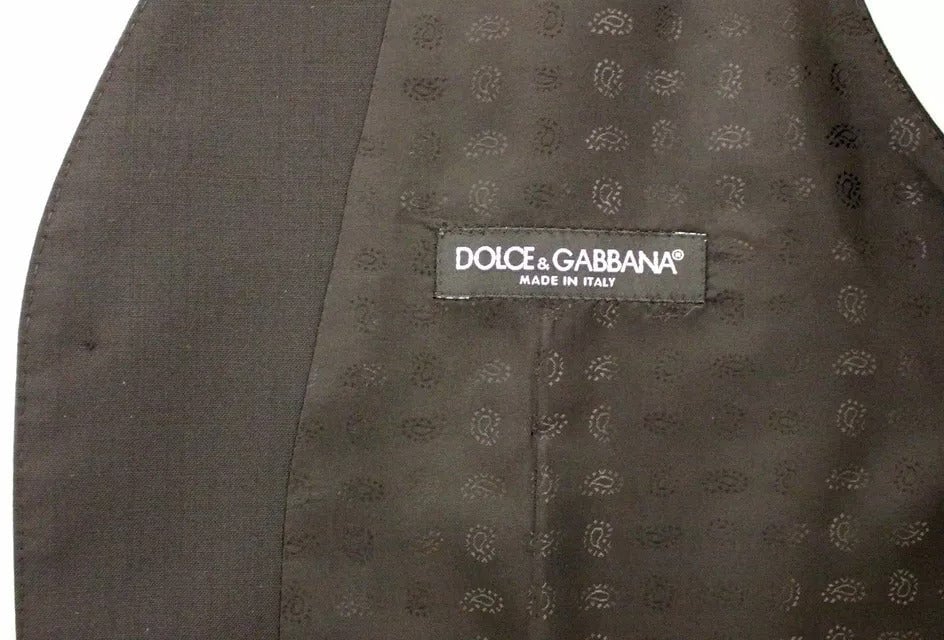 Dolce & Gabbana Black Wool Silk Dress Gilet Jacket Vest Zwart
