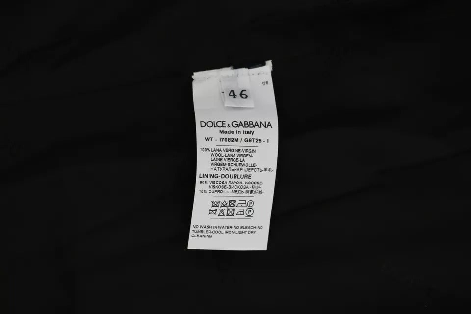 Dolce & Gabbana Black Wool Logo Waistcoat Vest Zwart