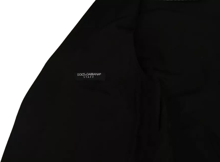 Dolce & Gabbana Black Wool Logo Waistcoat Vest Zwart