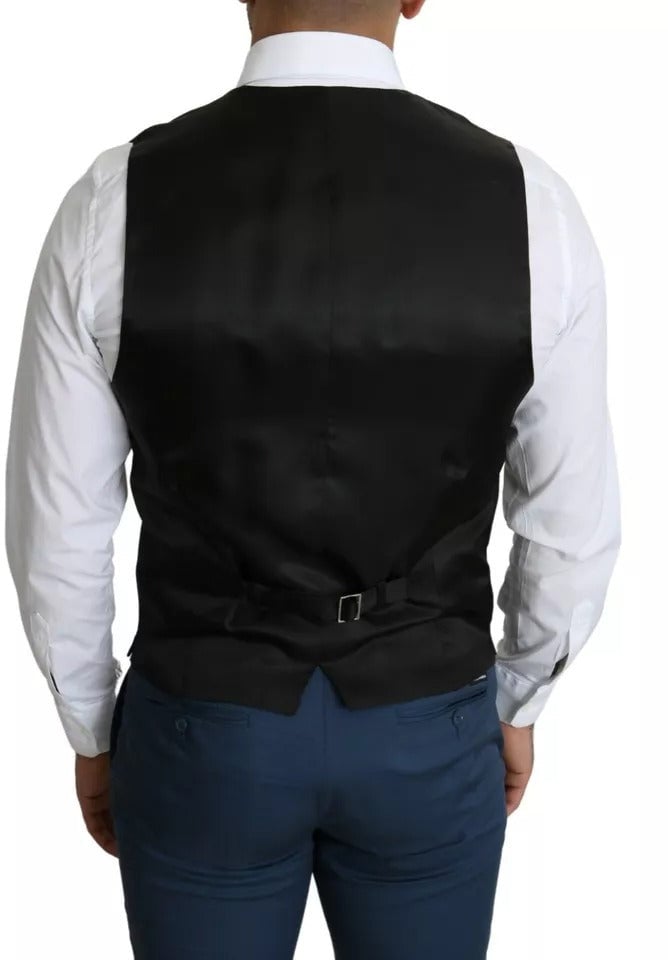 Dolce & Gabbana Black Men Formal STAFF Dress Waistcoat Vest Zwart