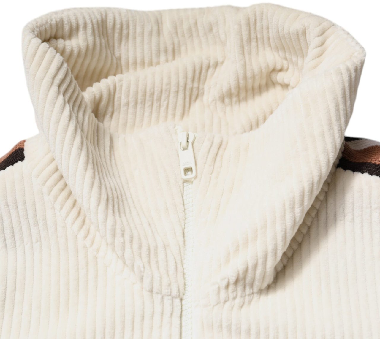 Dolce & Gabbana Beige Logo Applique Cotton Corduroy Full Zip Jacket Beige