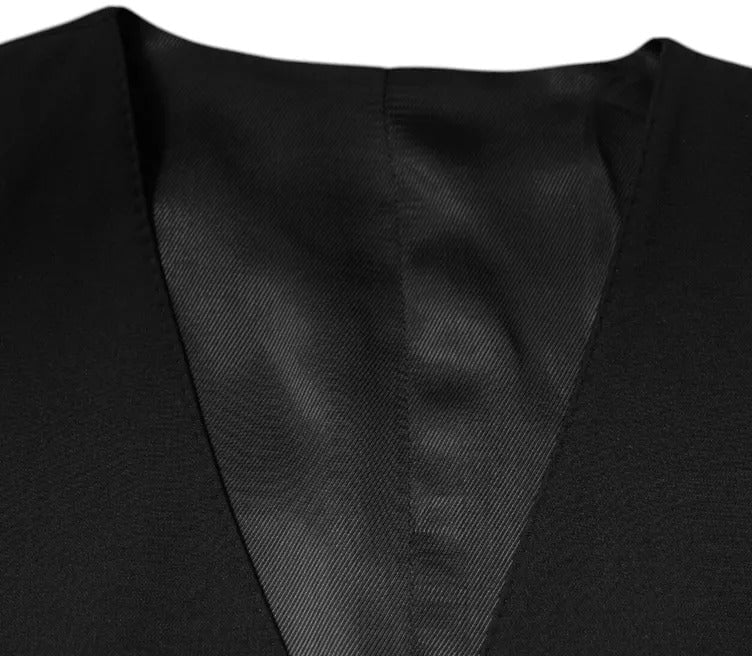 Dolce & Gabbana Black Wool Formal Dress Men Waistcoat Vest Zwart