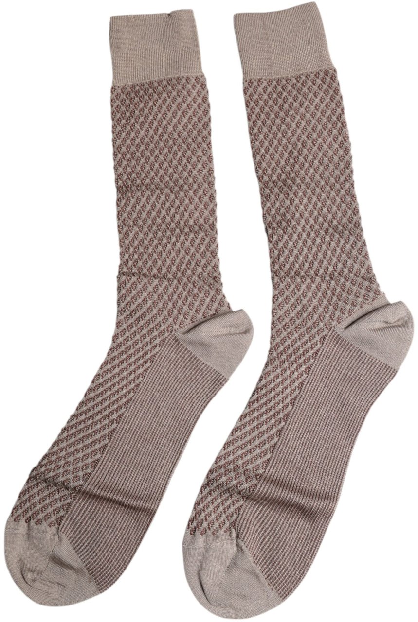 Dolce & Gabbana Brown Solid DG Logo Mid Calf Men Socks Bruin