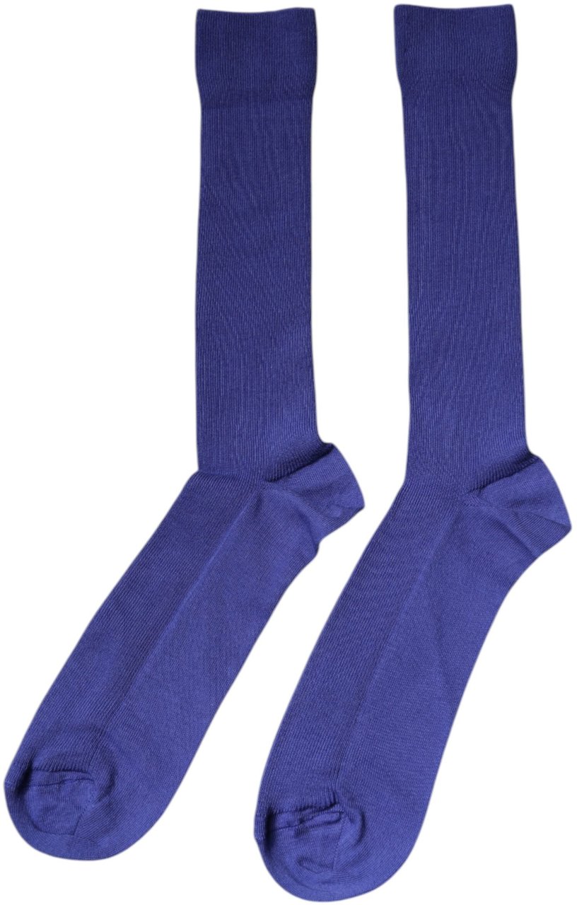 Dolce & Gabbana Purple Cotton Logo Over The Calf Socks Paars