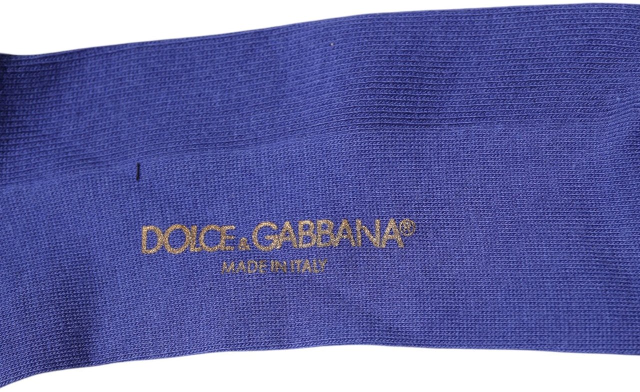 Dolce & Gabbana Purple Cotton Logo Over The Calf Socks Paars