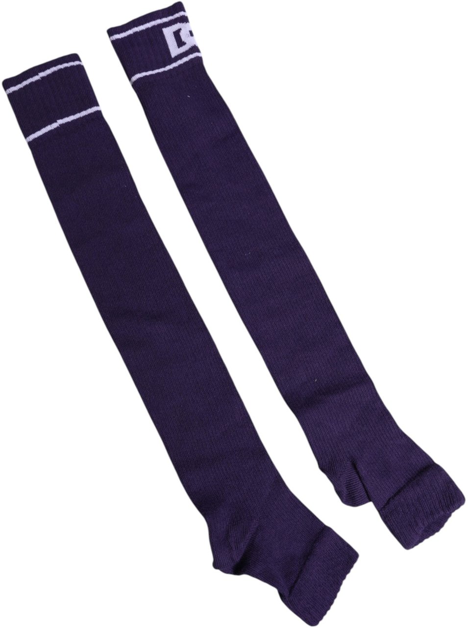 Dolce & Gabbana Purple Cotton DG Logo Print Open Toe Socks Paars