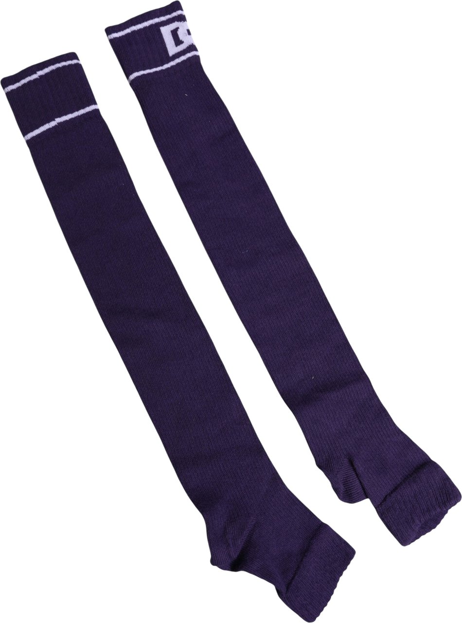 Dolce & Gabbana Purple Cotton DG Logo Print Open Toe Socks Paars
