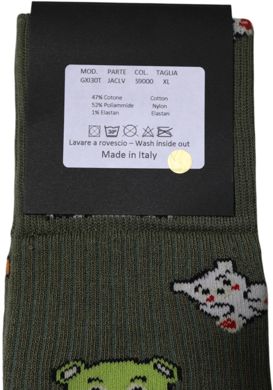Dolce & Gabbana Green Nylon DG Bear Printed Mid Calf Socks Groen