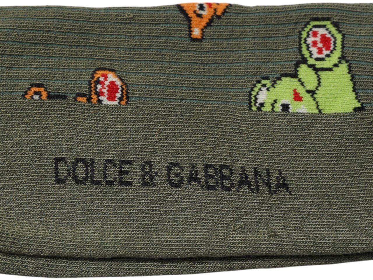Dolce & Gabbana Green Nylon DG Bear Printed Mid Calf Socks Groen