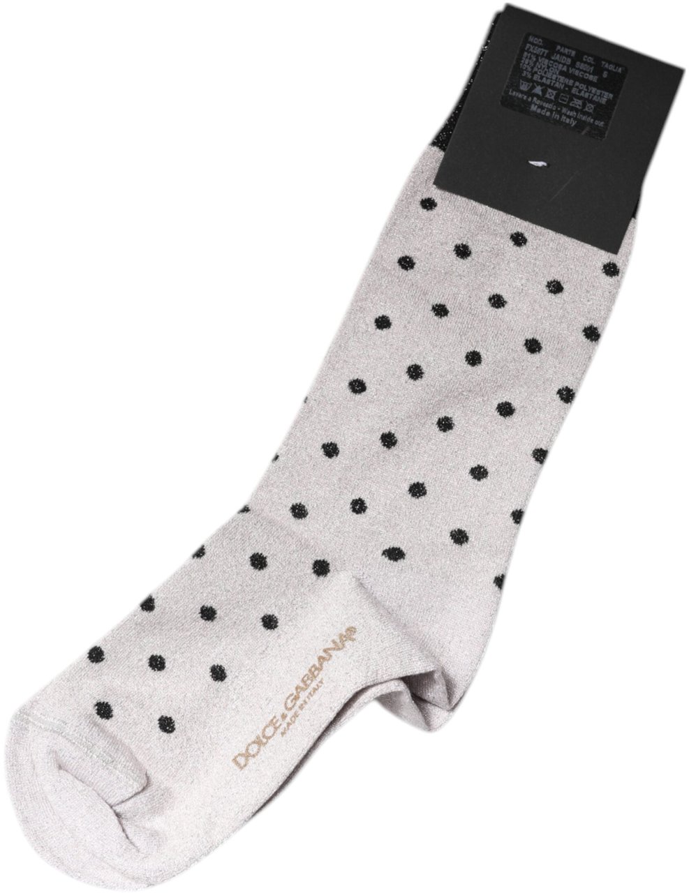 Dolce & Gabbana Gray Viscose Stretch Dotted Socks Grijs