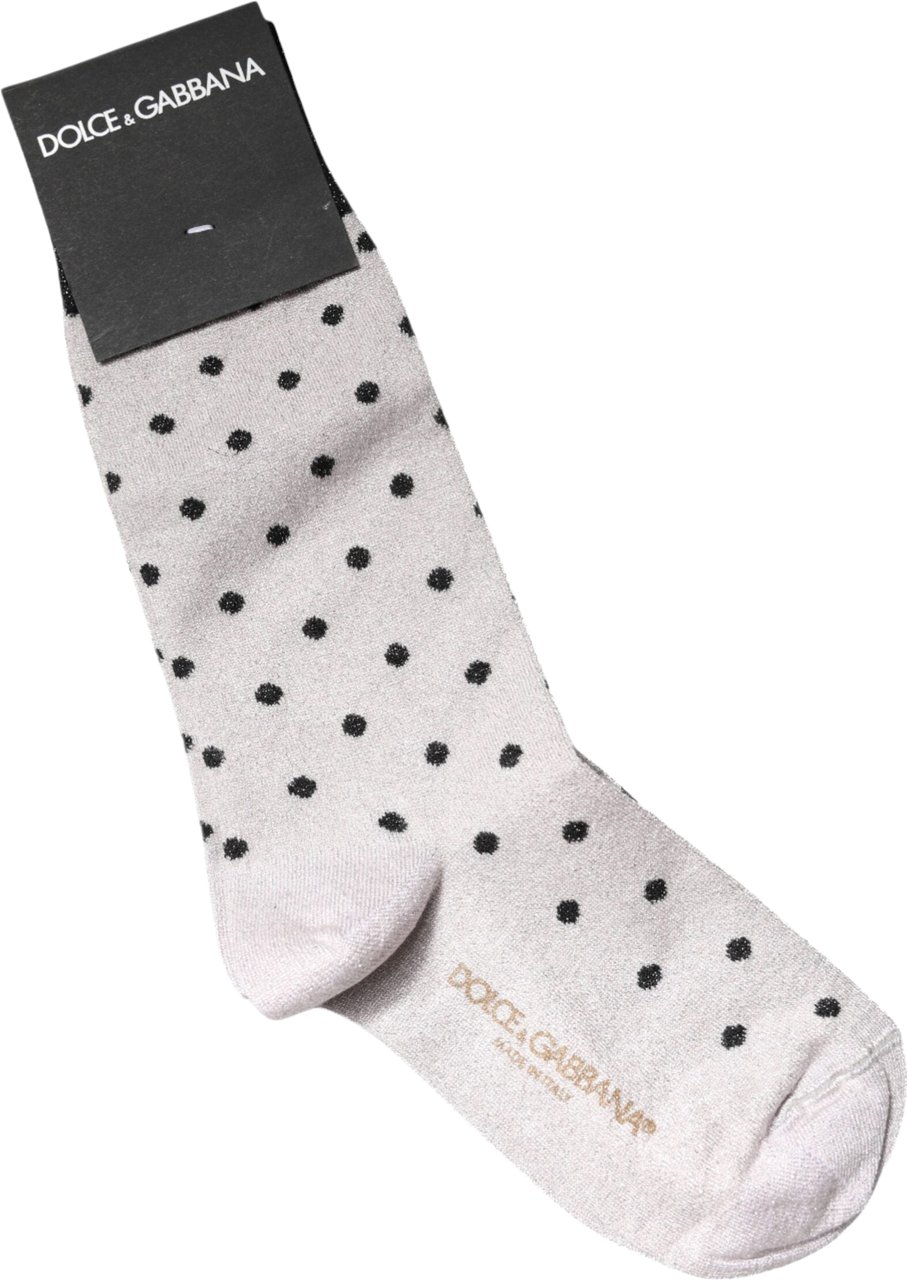Dolce & Gabbana Gray Viscose Stretch Dotted Socks Grijs
