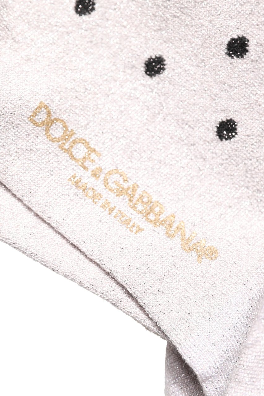 Dolce & Gabbana Gray Viscose Stretch Dotted Socks Grijs