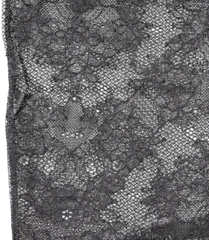Dolce & Gabbana Black Floral Lace Cotton Stretch Stockings Socks Zwart