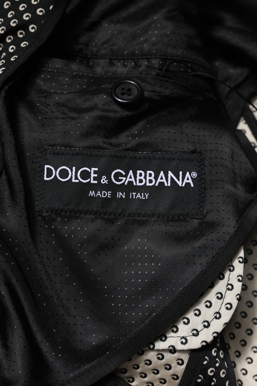 Dolce & Gabbana Black White Patterned Men Suit Coat Blazer Zwart