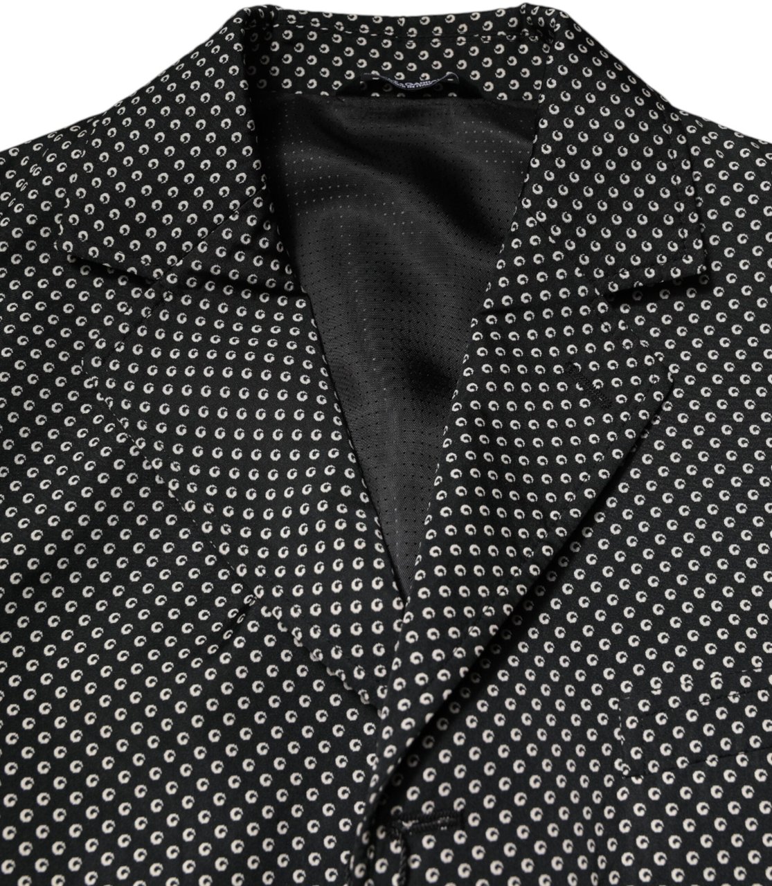 Dolce & Gabbana Black White Patterned Men Suit Coat Blazer Zwart