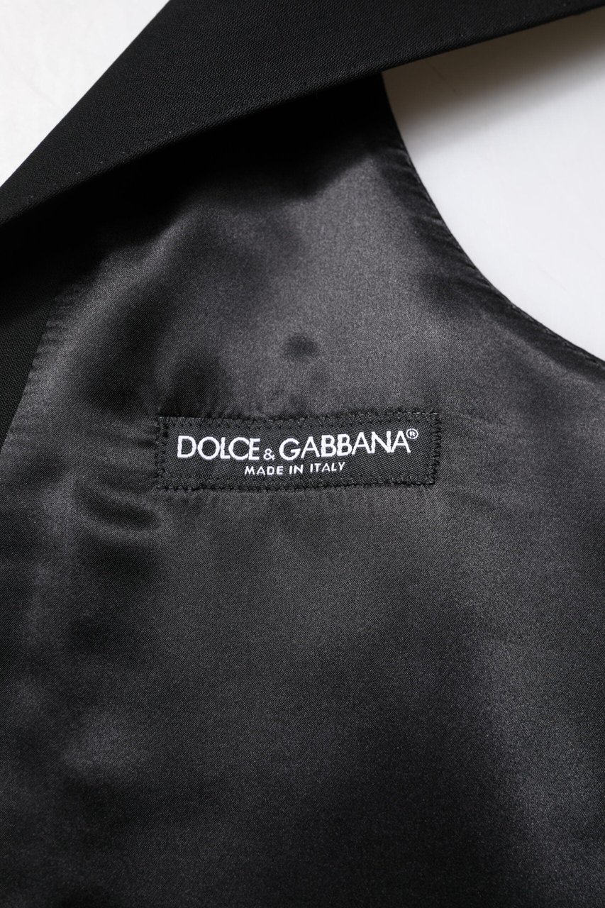 Dolce & Gabbana Black Wool Waistcoat Dress Formal Vest Zwart