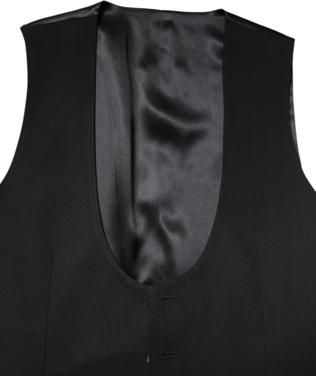 Dolce & Gabbana Black Wool Waistcoat Dress Formal Vest Zwart