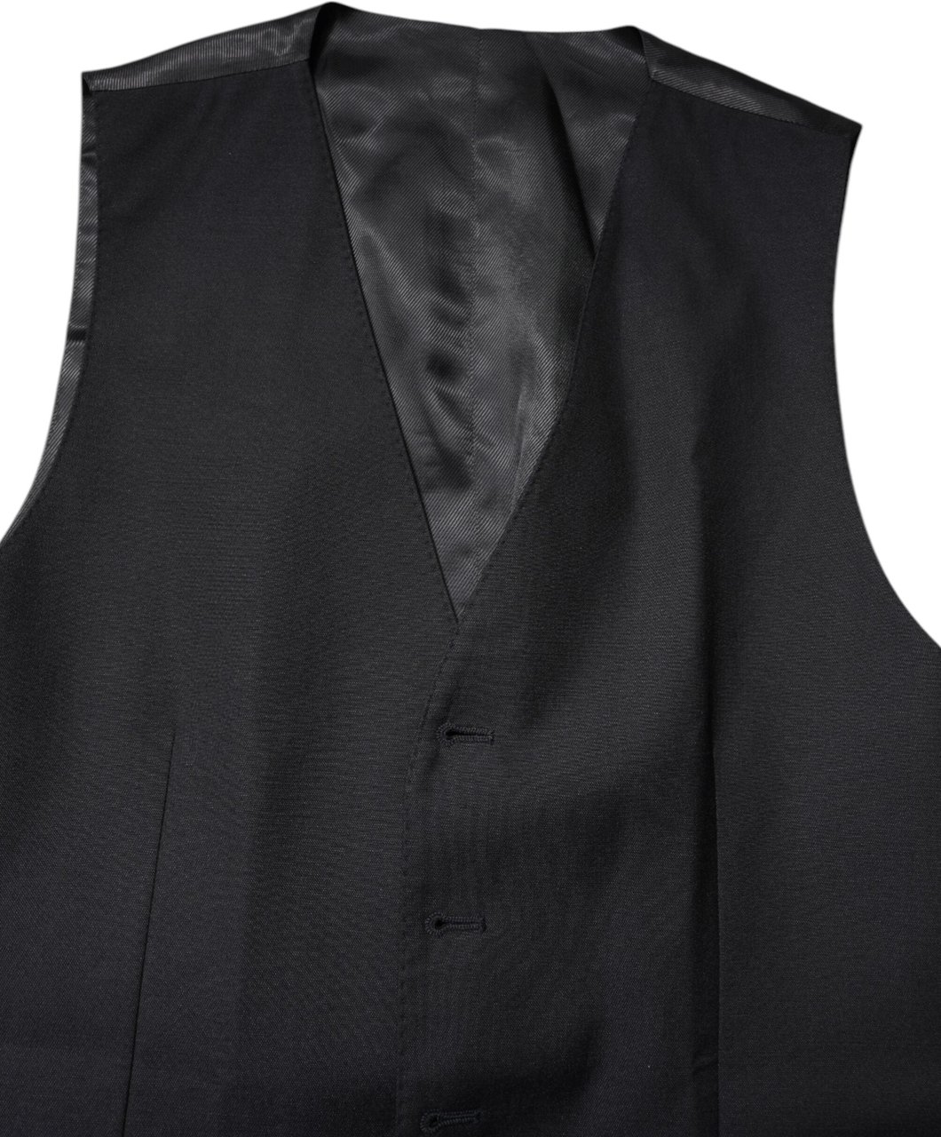 Dolce & Gabbana Black Wool Waistcoat Dress Formal Vest Zwart