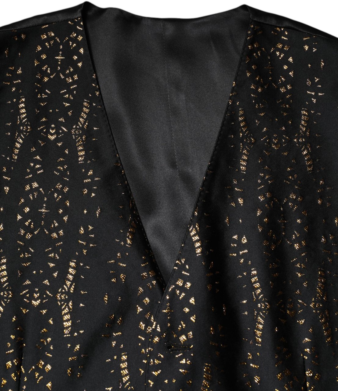 Dolce & Gabbana Black Lurex Dress Formal Men Waistcoat Vest Zwart