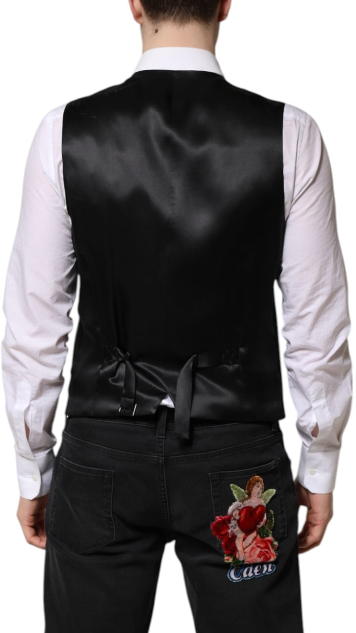 Dolce & Gabbana Green Wool Dress Formal Men Waistcoat Vest Groen