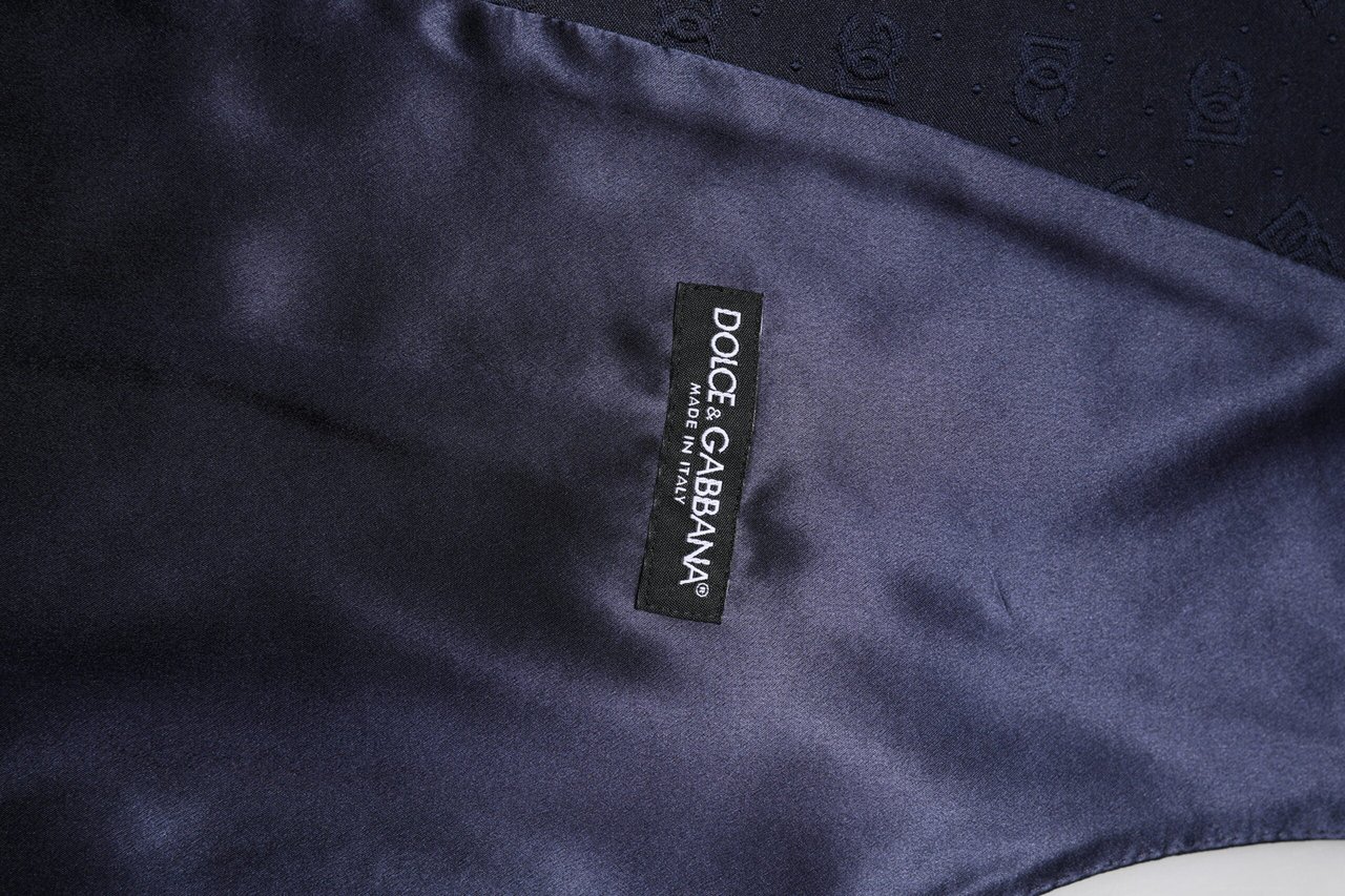 Dolce & Gabbana Dark Blue Logo Wool Formal Men Waistcoat Vest Blauw