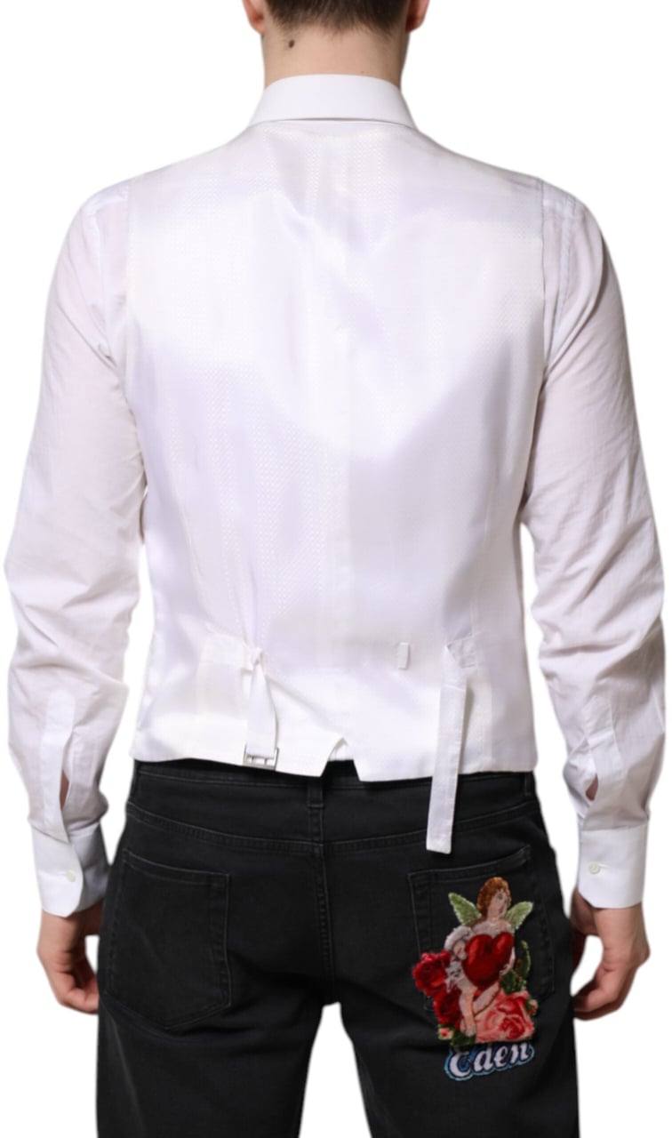 Dolce & Gabbana White Sequined Dress Formal Waistcoat Vest Wit