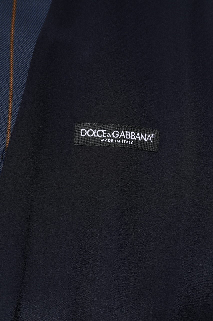 Dolce & Gabbana Blue Stripes Wool Formal Men Waistcoat Vest Blauw