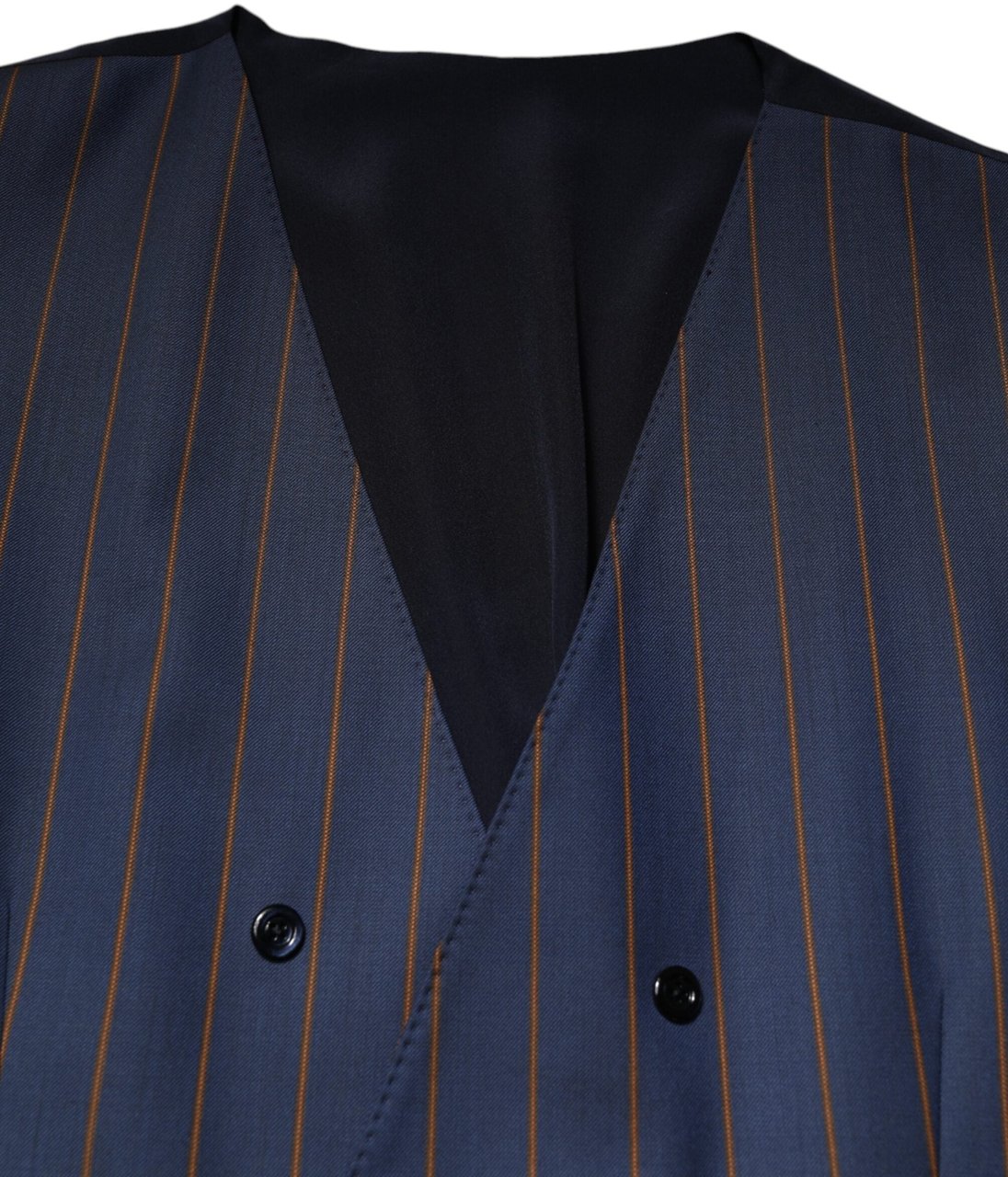 Dolce & Gabbana Blue Stripes Wool Formal Men Waistcoat Vest Blauw