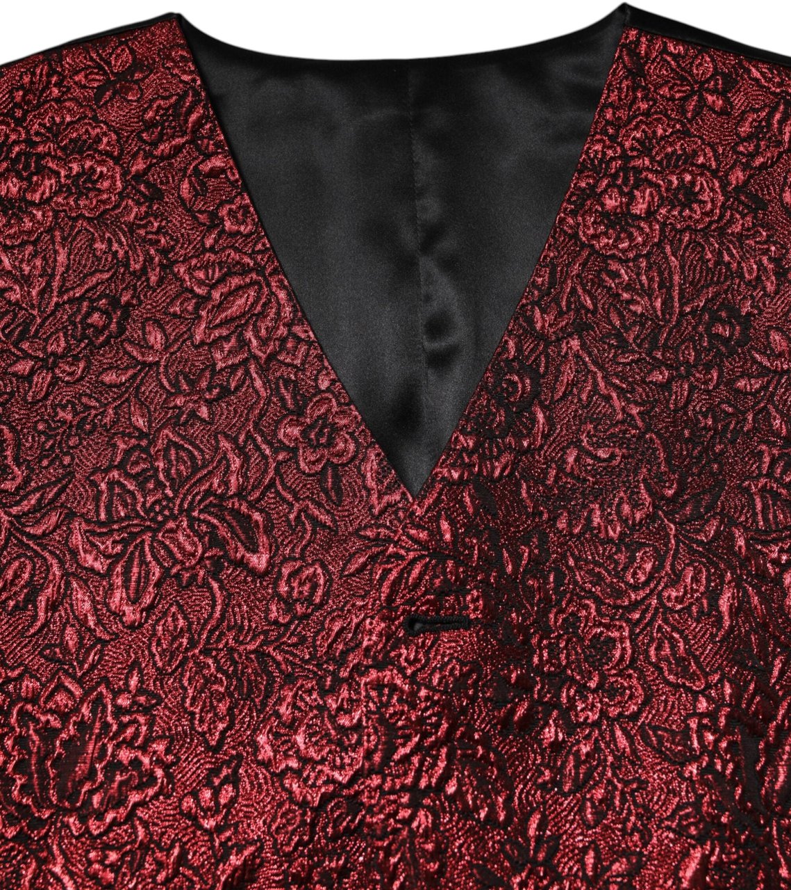 Dolce & Gabbana Red Floral Brocade Formal Men Waistcoat Vest Rood