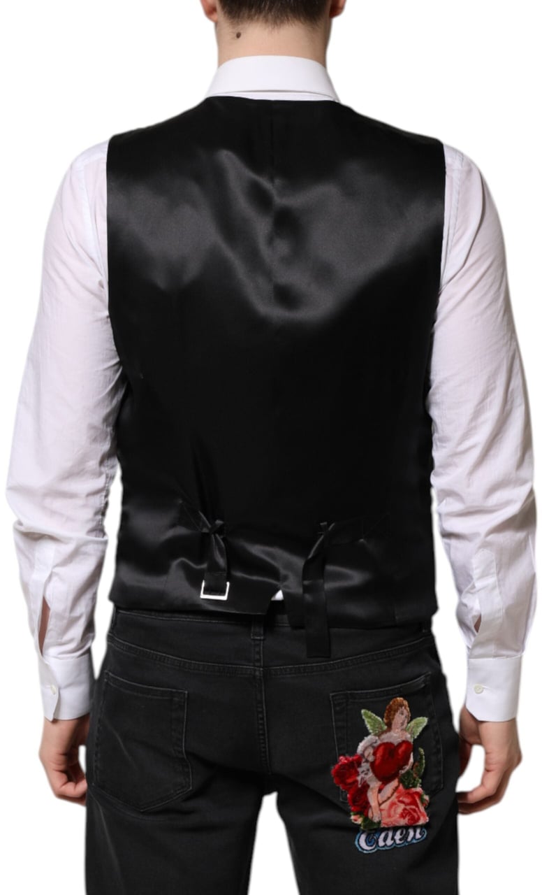Dolce & Gabbana Red Floral Brocade Formal Men Waistcoat Vest Rood