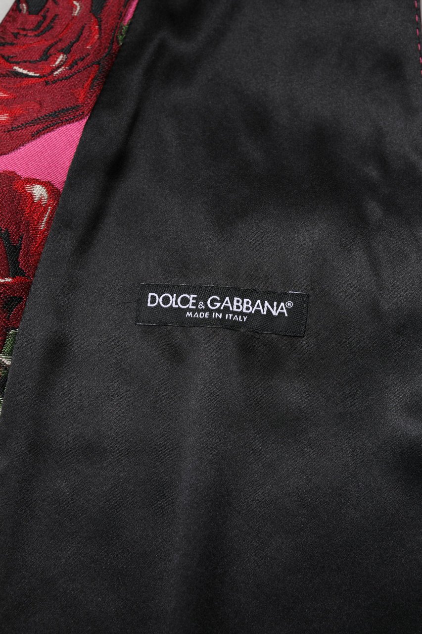 Dolce & Gabbana Pink Floral Satin Formal Men Waistcoat Vest Roze