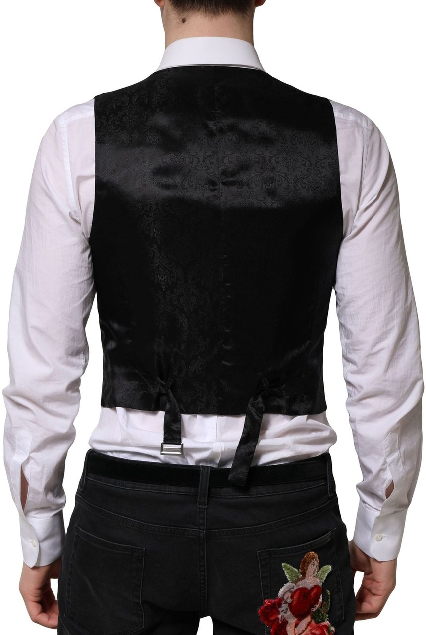Dolce & Gabbana Gray Wool Dress Formal Men Waistcoat Vest Grijs