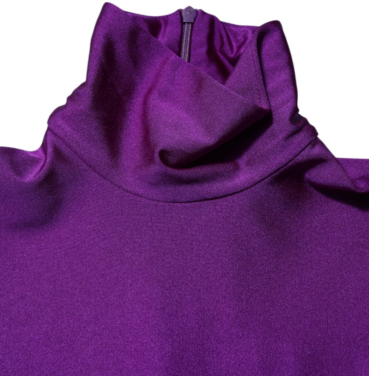 Dolce & Gabbana Purple Nylon Turtleneck Bodycon Jumpsuit Dress Paars