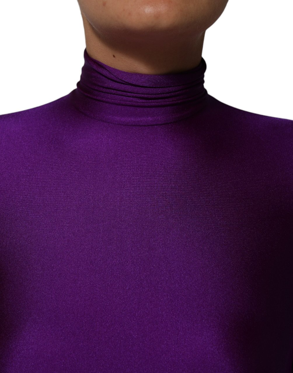 Dolce & Gabbana Purple Nylon Turtleneck Bodycon Jumpsuit Dress Paars