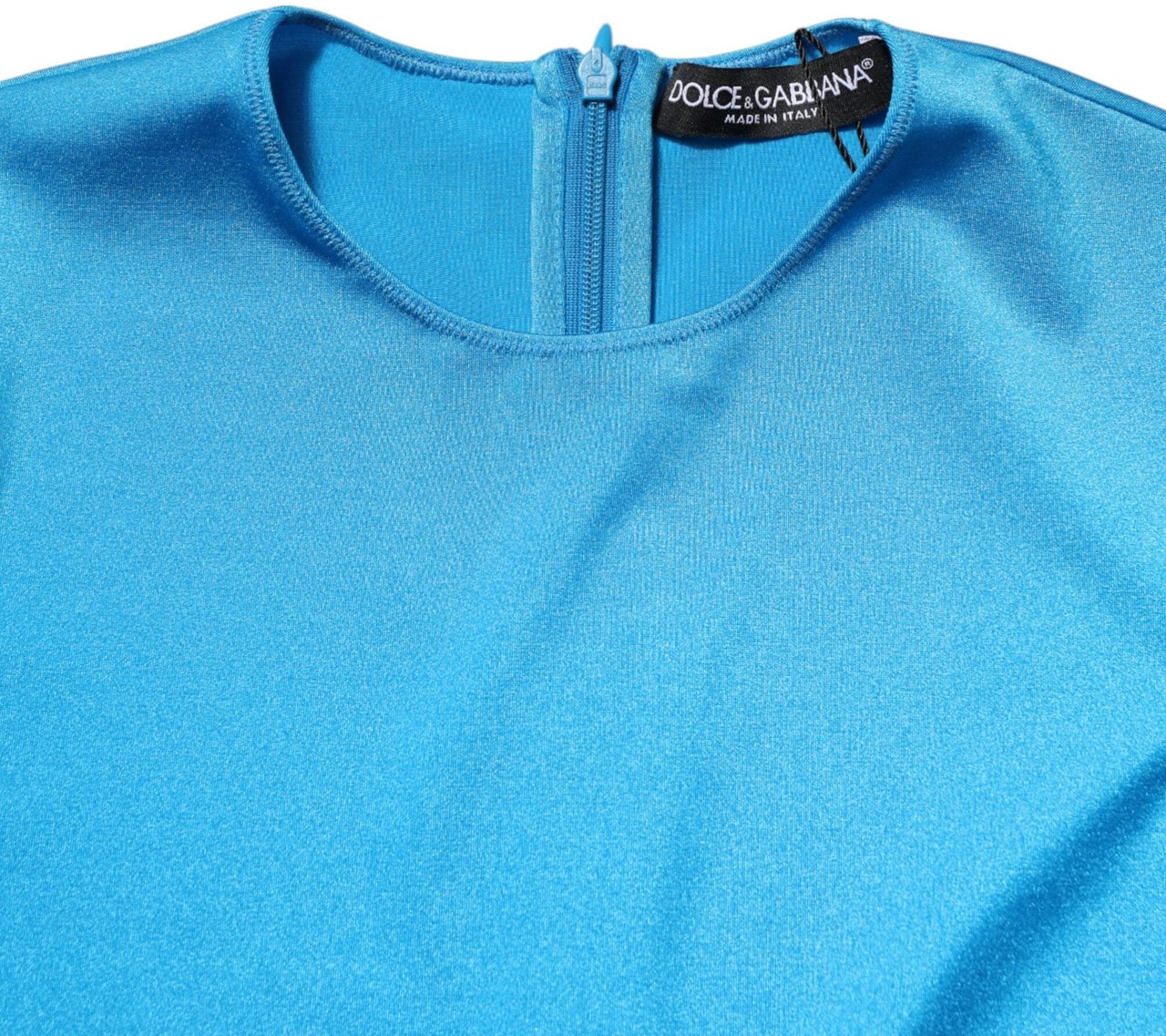 Dolce & Gabbana Blue Nylon Crew Neck Bodycon Jumpsuit Dress Blauw