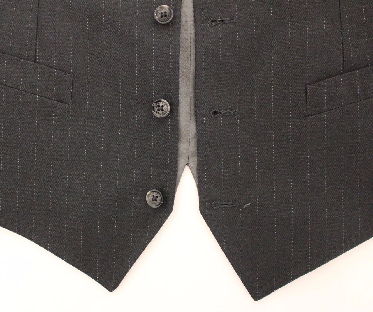 Dolce & Gabbana Gray Striped Formal Dress Gilet Vest Grijs