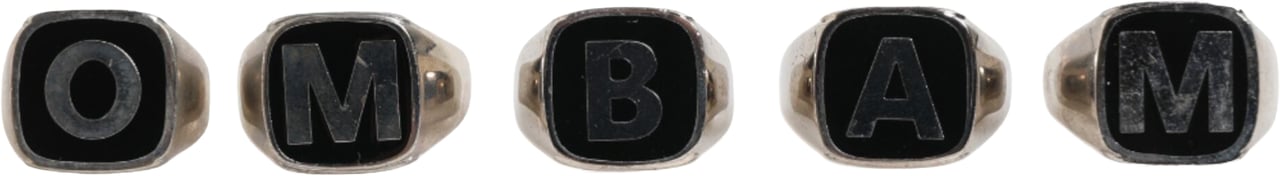 Dolce & Gabbana Silver Tone Brass Lettering Set 5 Pieces Adjustable Ring Zilver
