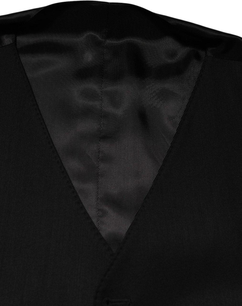 Dolce & Gabbana Black Wool Dress Formal Men Waistcoat Vest Zwart