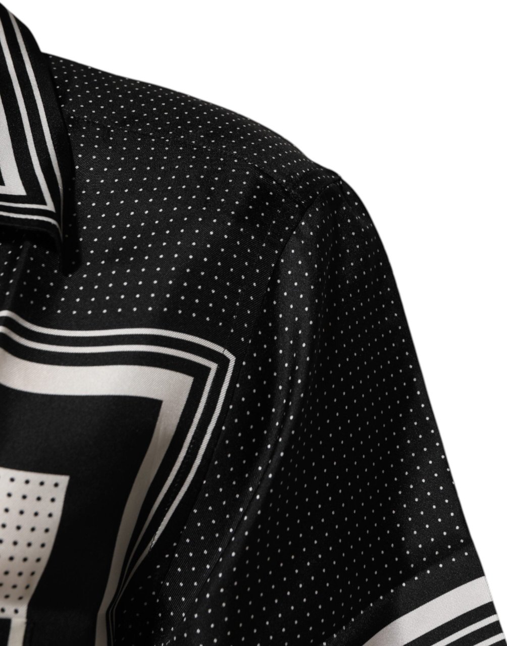 Dolce & Gabbana Black White StripeDot Print Casual Polo Shirt Zwart