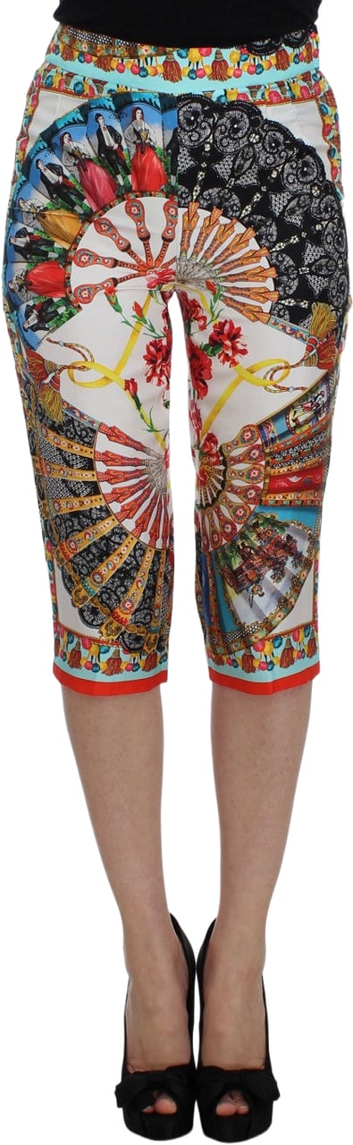 Dolce & Gabbana Multicolor Majolica Sicily Silk Pants Divers