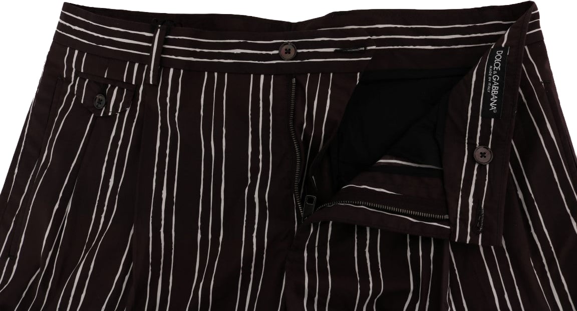 Dolce & Gabbana Bordeaux White Striped Hemp Casual Shorts Maroon