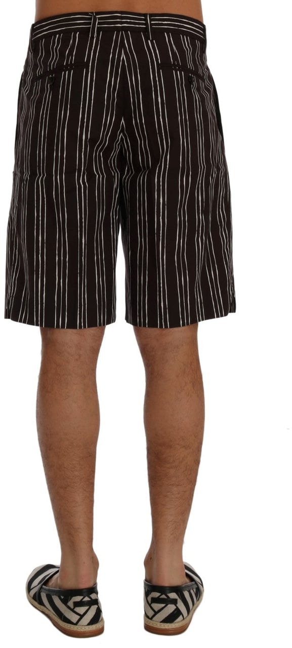 Dolce & Gabbana Bordeaux White Striped Hemp Casual Shorts Maroon