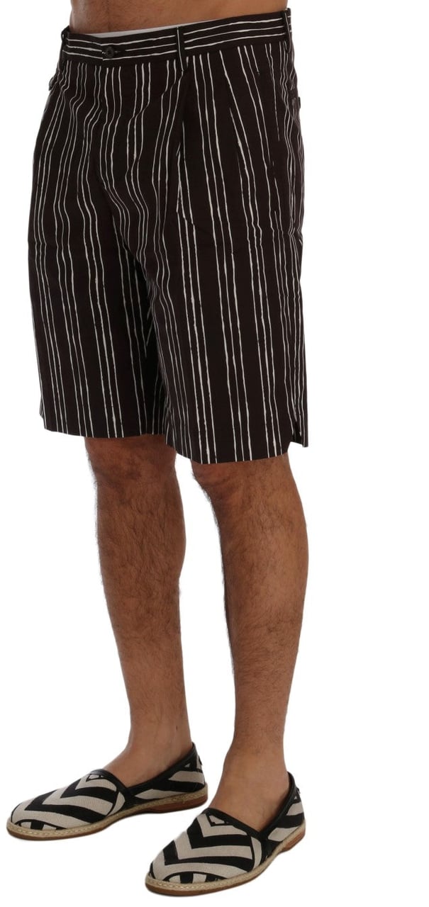 Dolce & Gabbana Bordeaux White Striped Hemp Casual Shorts Maroon