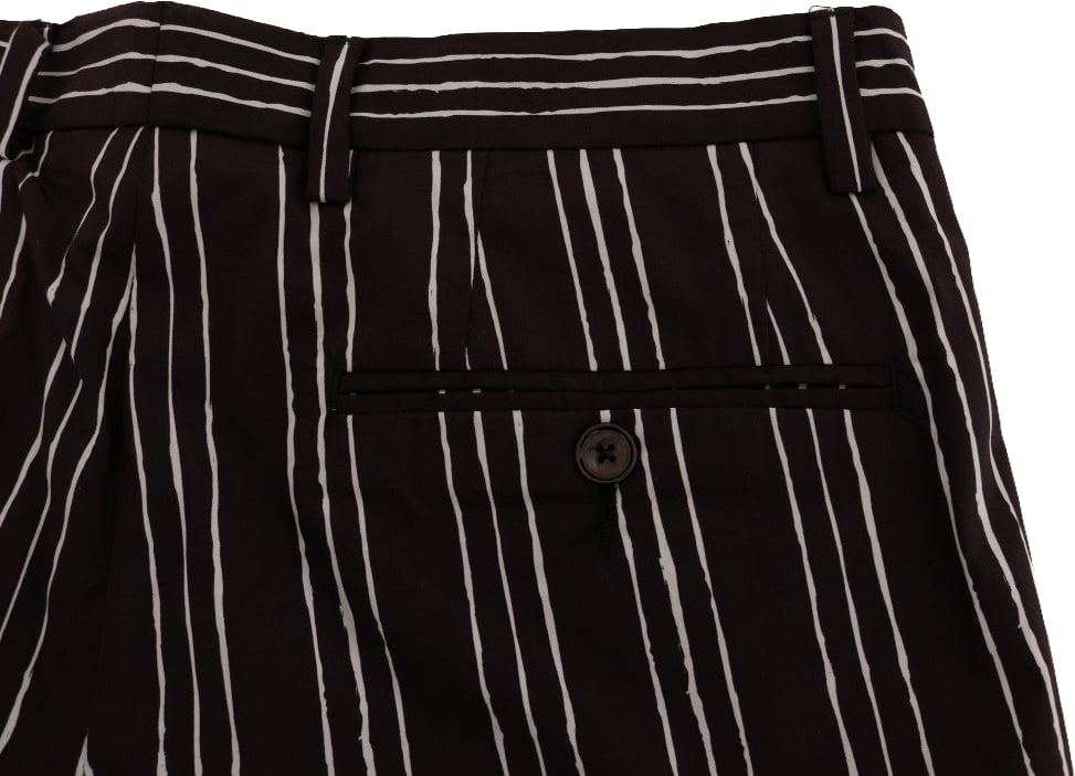 Dolce & Gabbana Bordeaux White Striped Hemp Casual Shorts Maroon