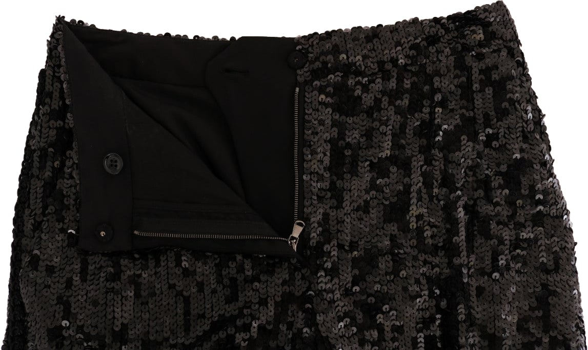 Dolce & Gabbana Black Sequined Fashion Shorts Zwart