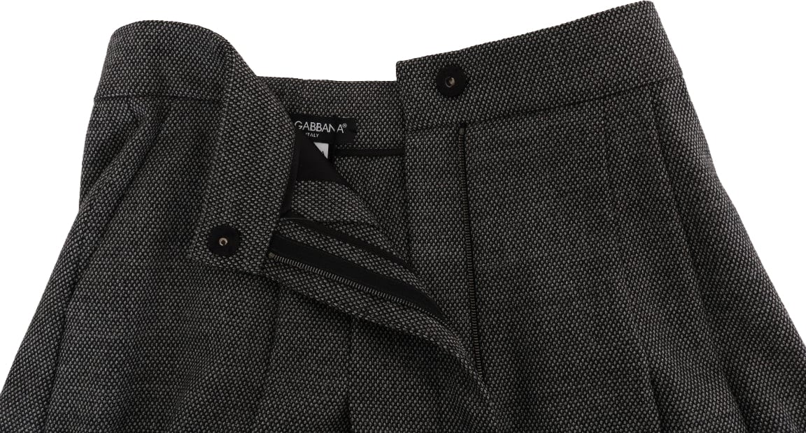 Dolce & Gabbana Gray Wool High Waist Mini Shorts Grijs